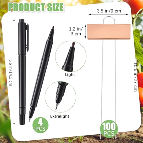 104 Pcs Metal Plant Markers Outdoor (Rose Gold Label With Black Ink)