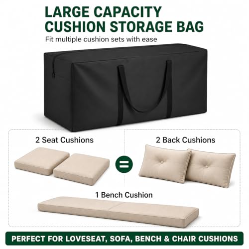 Cushion Storage Bag 420D Waterproof 68" Rectangular Outdoor Patio Cushion Storage Bags