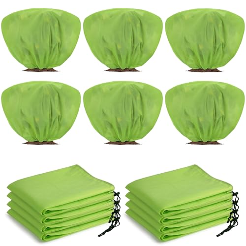 18 Pcs Winter Plant Covers Freeze Protection 39.4x23.6 Inch Horizontal Shrub Tree Plant Protection Bags Frost Blanket with Drawstring for Fall Winter Outdoor Garden Planting (Green)