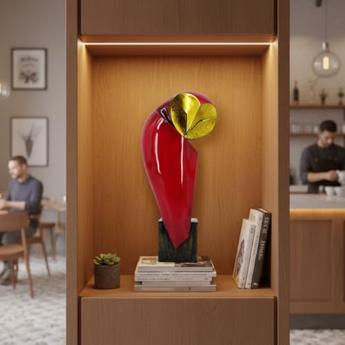 15 Inch Resin Owl Sculpture (Red)