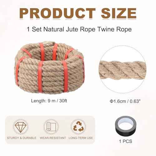 Jute Rope 30ft x 0.63 Inch (0.6 Inch)