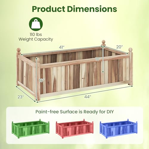 Acacia Wood Raised Garden Beds Set of 2 (Weathered Gray / 44”x23”x16”)