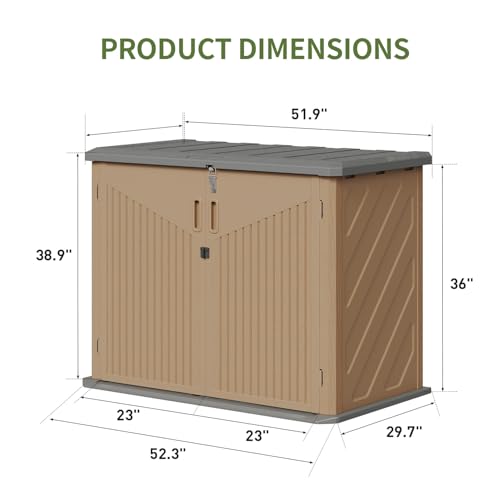 Outdoor Storage Cabinet 35 Cu.Ft Outdoor Trash Can Storage Shed (Brown / 35 Cu.Ft)