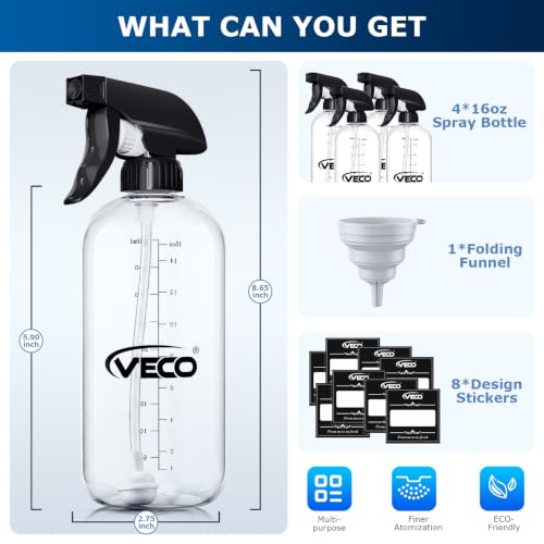 16oz Graduated Spray Bottles (16oz 4pack)