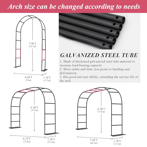 Thickened Tube Garden Arch Trellis (7.9ft Hx4.6ft W / 6.4ft Hx7.6ft W)