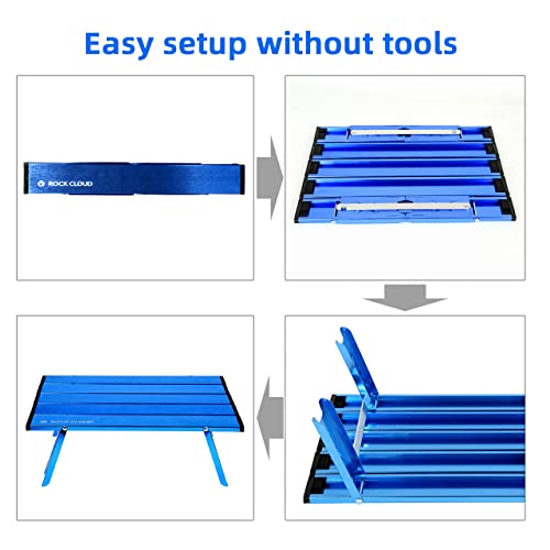 Portable Beach Table Aluminum Ultralight Mini Folding Camping Table (Small / Classic / Blue)