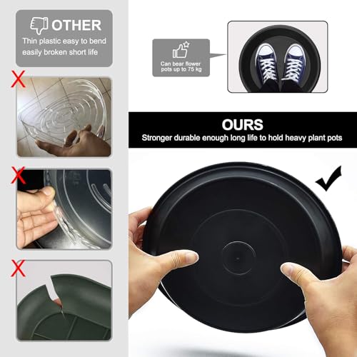 3 Pack Plant Saucer Heavy Duty Sturdy Drip Trays for Indoor and Outdoor (3 Count)
