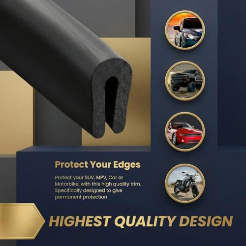 1 8" Rubber Edge Trim U Channel Protector (1/8" U, 100 Feet Long, Black)