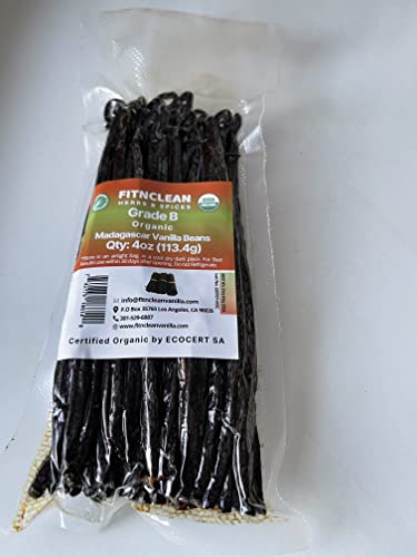 4oz Madagascar Vanilla Beans Organic Grade B. 5" (4 Ounce (Pack of 1))