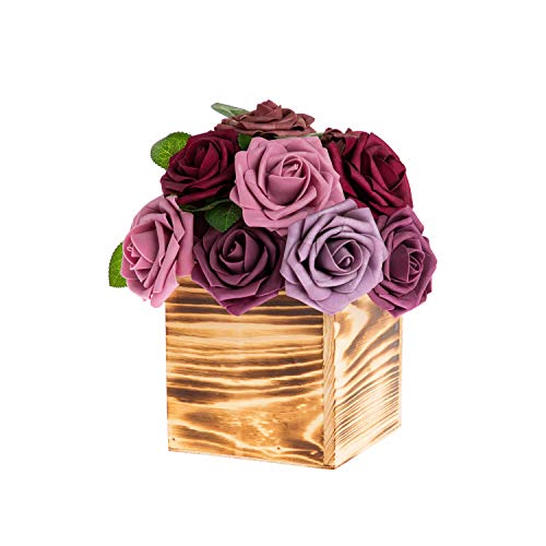 Wooden Planter Box (5x5 Set of 4 / Burned Wood)