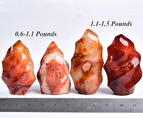 Red Agate Flame Shaped Stone Towers Obelisk Natural Healing Crystal Quartz Reiki Energy Decoration Home Office 1.5