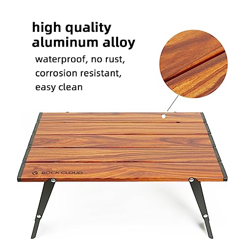 Ultralight Folding Beach Table Adjust Height Aluminum Portable Mini Camping Table (Small / Height Adjustable / Wood Grain)