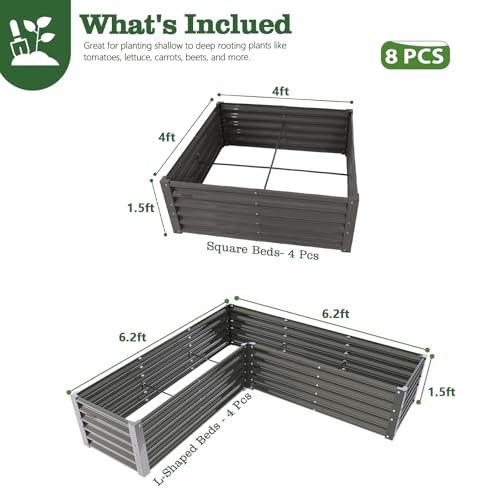 Anleolife 8 Bed 74x74in L (Set of 8 / Glen-grey)