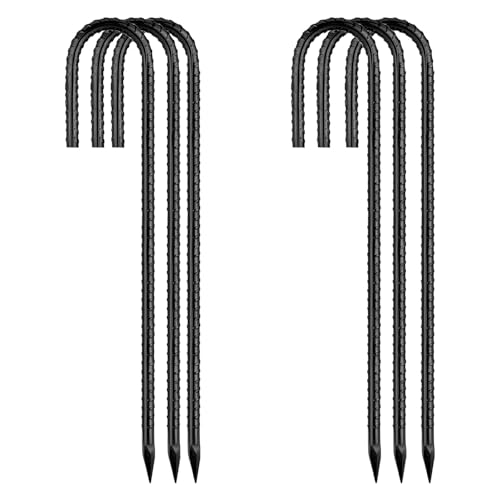 12 Inch Rebar Stakes (6pcs / J-HOOK-Black-6mm)