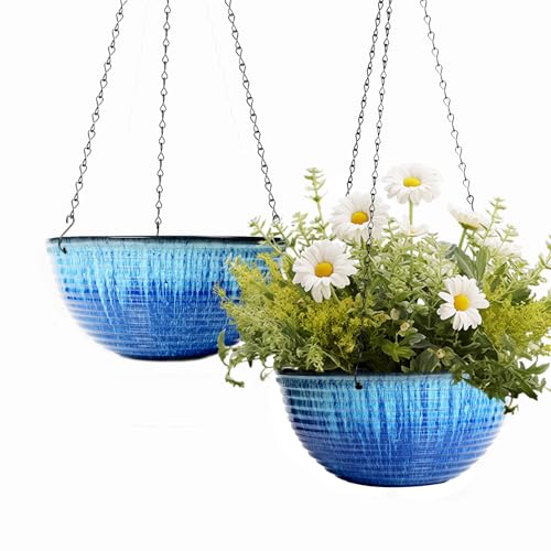 2 Pack 10 Inch Glazed Hanging Planters (2 Count)