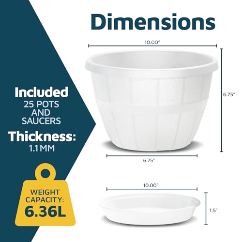10 Inch Whiskey Barrel Planters Outdoor Pack of 25 (25 Count)