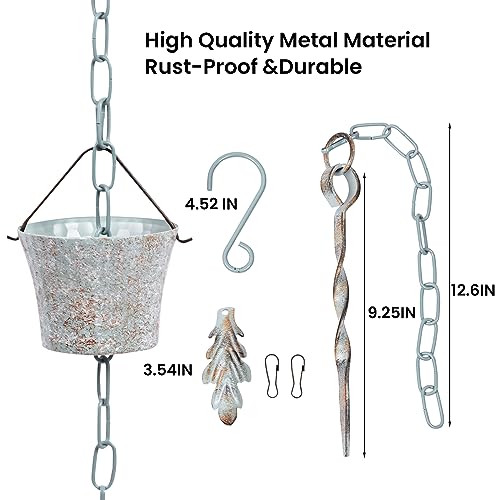 Rain Chain for Gutters with Adapter (Cyan)