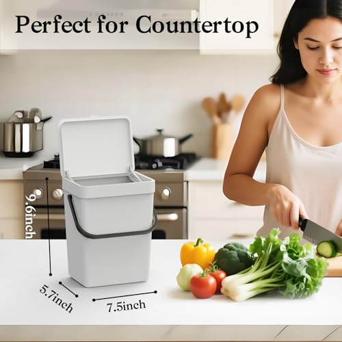 Small Trash Can with Lid (White / 5L-Slide)
