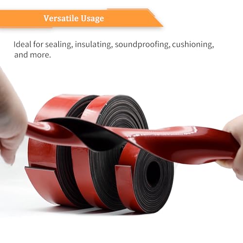 Solid Neoprene Rubber Strips with Adhesive Backing 1 (2" X 25' / .125" thick (Adhesive）)