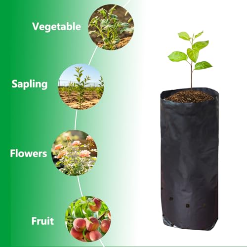 100 Pcs Deep Nursery Grow Bags (4.7"x11.5")