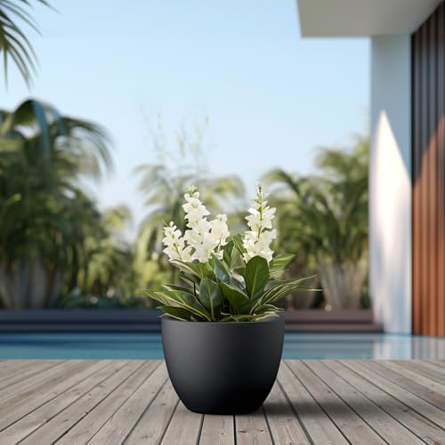 Black Concrete Planter 10.6" Tall All
