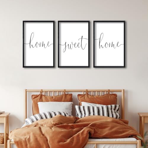 Home Sweet Home Sign Set of 3 Wall Art Decor 16"X11" Black (16"L x 11"W / Home Sweet Home（Black))