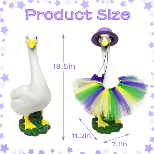 Large Resin Porch Goose Statue (purple hat goose)