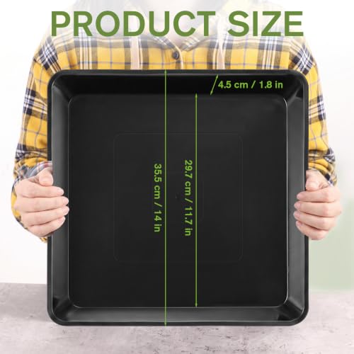 12 Pcs Plastic Plant Saucers Tray (Black / 14 Inch / Square)