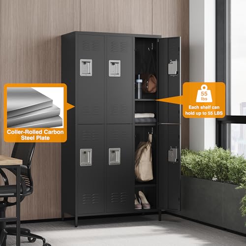 Metal Lockers for Employees (6 Door / Black)