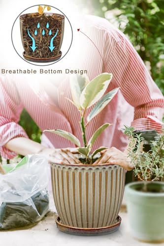 Ceramic Pots for Indoor Plants (Brown - Single 7.8" Pot)