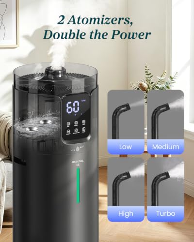 16L Cool Mist Humidifiers for Large Room Whole House 1500 sq.ft (Black)