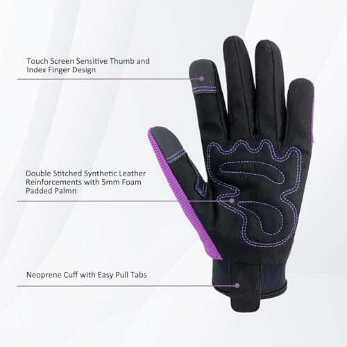 Synthetic Leather Spandex Mechanic Thorn Proof & Puncture Resistant Working Gloves with Touchscreen Support for Safety Work and Gardening
