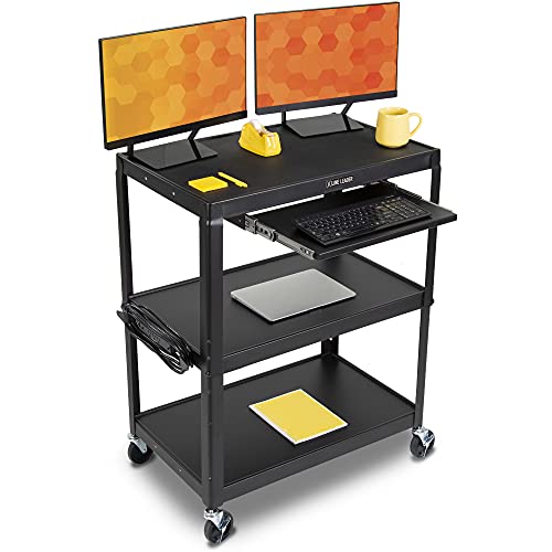 Line Leader Extra Wide Rolling AV Cart (Keyboard Tray / 32" L x 20" D x 42" H)
