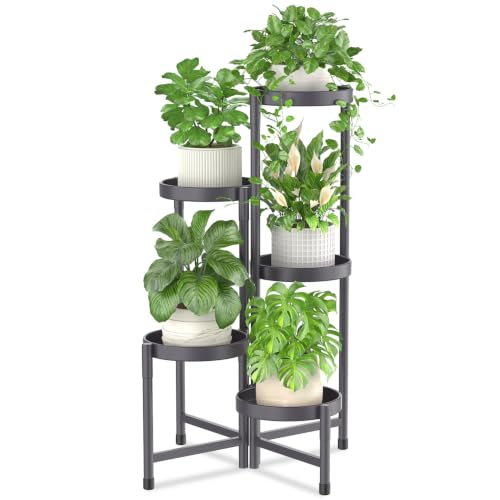 Plant Stand Indoor Outdoor (Dark Gray / 5 Tiers)