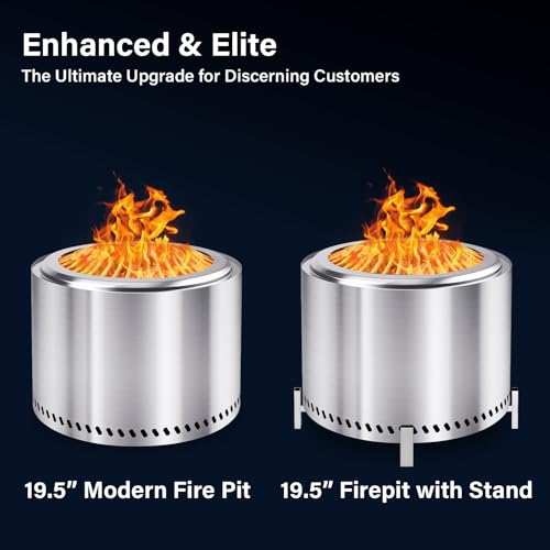 19.5" Smokeless Firepit with Stand (Silver / 19.5" Firepit with Stand)