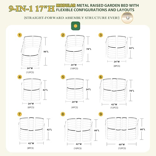 8x2x1.4ft Galvanized Raised Garden Bed (Ivory White / 8x2x1.4FT)