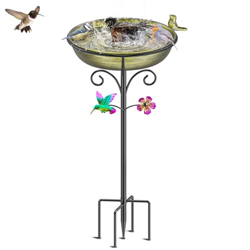 38.6in Bird Baths for Outdoors (Retro Gold)