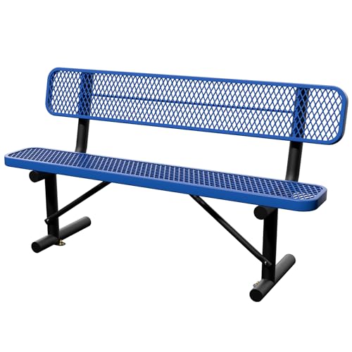 6 Feet Steel Park Bench for Outside (6 FT / Dark Blue)