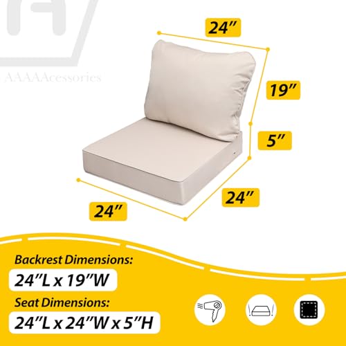 Outdoor Chair Cushions (Sandstone Beige / 24"x24"x5" / 24"x19")