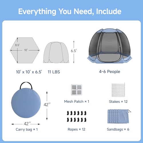 10'x10' Pop Up Screen House Tent (Charcoal Gray / 10'x10')