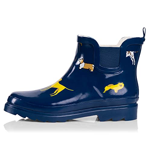 Women's Waterproof Ankle Rain Boots (11 / Navy Dogs)