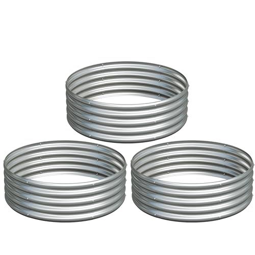 3PCS 3x3x1FT Galvanized Metal Raised Garden Bed (Silver / 3x3x1(3PCS))