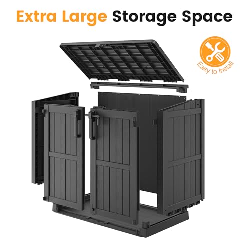 Outdoor Storage Cabinet 36 Cu Ft with Lockable Doors (Dark-Black / 30.1"×52.1"×44.3")