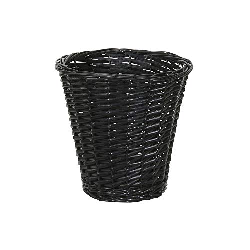 Wicker Waste Basket with Willow Weave and Plastic Liner (Black)