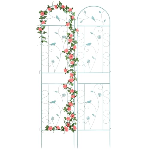 2 Pack 86.5" x 19.7" Metal Garden Trellis for Climbing Plants (2 Pack - Arched - 86.5" x 19.7"-Green)
