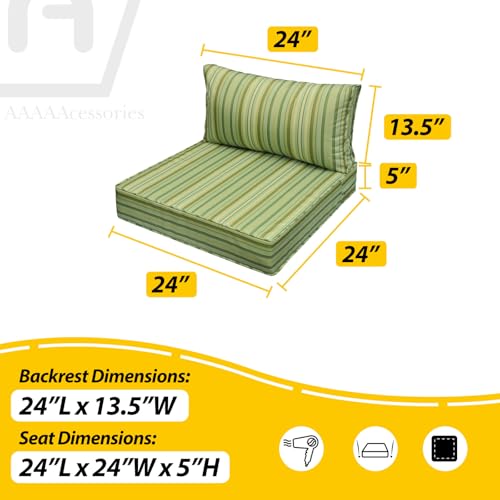 Outdoor Chair Cushions (Mossy Forest Stripe / 24"x24"x5" / 24"x13.5")