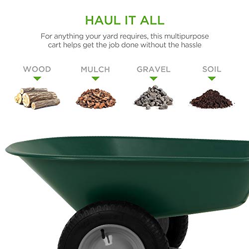 Dual Wheel Home Utility Yard Wheelbarrow Garden Cart w