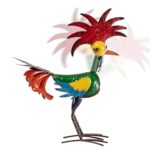 18" Tall Wacky Metal Rooster Yard Statue (18" Multicolor Rooster)