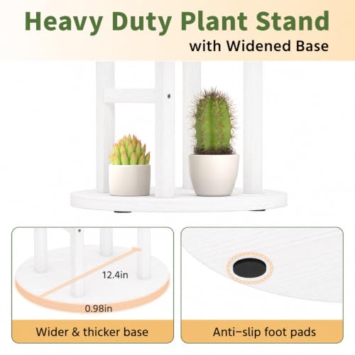 Wood Small Plant Stand Table Tall for Indoor Corner (Pure White / 4 Tier)