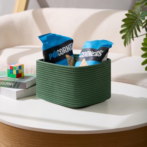 Small Organizing Baskets for Cubes Shelf (Square-9L (▢9.7"×9.7"×H7.1") / Green)
